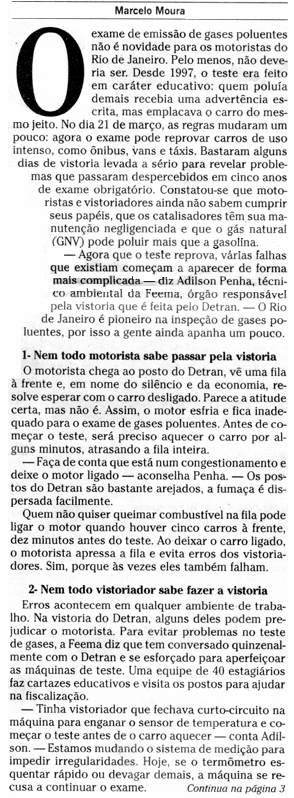 O Exame de Poluentes